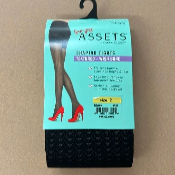 SPANX Size 2 Black Textured Wish Bone Shaping Tights - Picture 1 of 4
